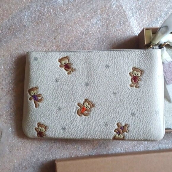 Coach Boxed Wristlet with Snowy Bears Print in Chalk - Picture 3 of 6